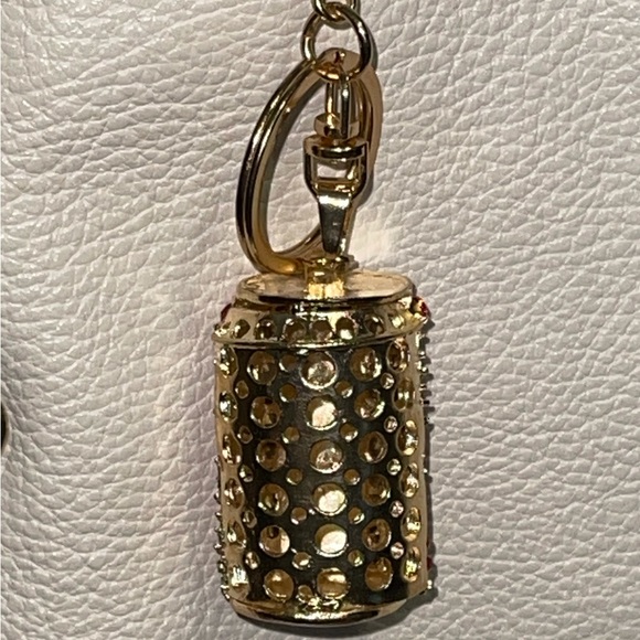 Bag Charm Coca Cola Can Keychain NEW Red Rhinestones Split Key Ring Soda Coke - Picture 7 of 8